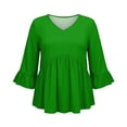 thumbnail image 6 of Perfectbot Women's Plus Size Ruffle Peplum Top, Sizes XL-5X, 3/4 Bell Sleeve V-Neck Flowy Tunic Blouse, 6 of 6