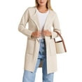 thumbnail image 3 of Women'S Comfortable Casual Coat Lapel Woolen Coat Fashion Casual Jacket Long Coat Fall Winter Clothing Cream White L, 3 of 10