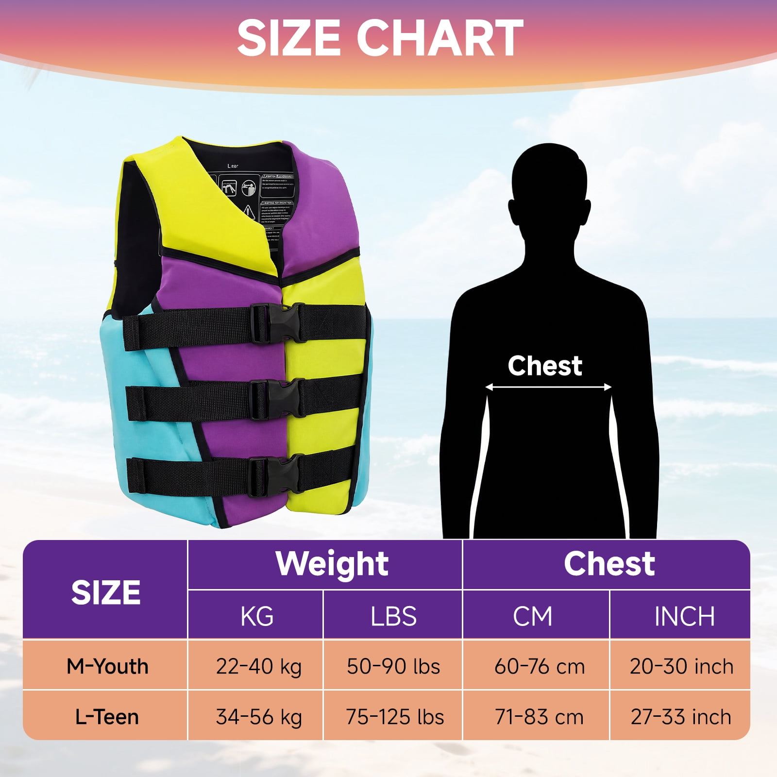Kids Swim Vest Life Jacket Youth,Adjustable Flotation Buoyancy Swimsuit Trainer Vests,Swimming Aid Jacket for Boys Girls,Kayaking Fishing Sailing,Fit for 50-125 lbs