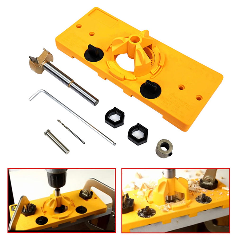 26mm & 35mm Cup Template Concealed Hinge & Mounting Plate Drilling Jig 