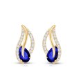 thumbnail image 3 of Rosec Jewels 3/4 CT Lab Grown Blue Sapphire and Moissanite Teardrop Stud Earrings, 14K Yellow Gold, 3 of 7