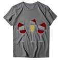 thumbnail image 3 of Gibobby Camiseta Navideña De La mujer Navidad Copa de de nieve Sombrero Impresión O Cuello Manga corta Camiseta suelta Blusa Tops(Gris,XG), 3 of 4