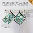 thumbnail image 4 of Yayeee Oven Mitts and Pot Holder Set of 2 Heat Resistant Kitchen Gloves Baking Hot Pad, Green Geometric Flowers, 4 of 5