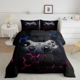 thumbnail image 3 of Feelyou Cartoon Game Console Bedding Comforter Set for Kid, Glowing Honeycomb Twin Comforter Sets, Pink Blue Abstract Reversible Bedding Set, Microfiber Bedroom Decor, 2pcs, 3 of 9
