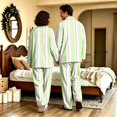 thumbnail image 7 of Matching Pajamas for Couples Long Sleeve Pajamas for Men Women Sleepwear Striped Button Down Warm Lounge Sets 2 Pcs Loungewear Light Green XXXL, 7 of 7