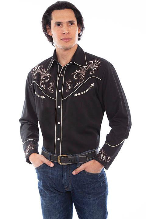 Scully BLACK MEN'S EMBROIDERED SCROLL SHIRT - Walmart.com