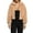Beige, variant on FANCYINN Womens Teddy Cropped Faux Fur Jacket Furry Lapel Coat Zip Up With Pockets Warm Winter Pink L