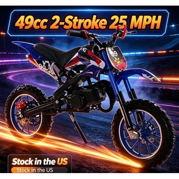 Sioweci 49CC Dirt Bike, 2-Stroke Gas Dirt Bikes for Kids, Toddler Dirt Bike with Dual Disc Brakes, Easy Pull Start, Off-Road Tires