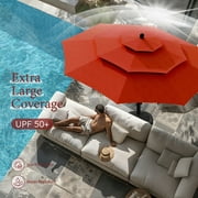 MF Studio 10ft Patio Umbrella 3 Tier Vented Outdoor Market Table Umbrella with Crank and Tilt All Aluminum Frame Orange Red