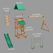 Backyard Discovery Belmont Cedar Wood Swing Set, Slide, Play Deck, Rock Wall Ladder