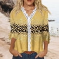 thumbnail image 2 of Dyegold Blouses For Women Dressy Casual 3/4 Flare Sleeve Lace Trim V Neck Floral Print Vintage Tunic Tops Loose Fit Shirts, 2 of 5