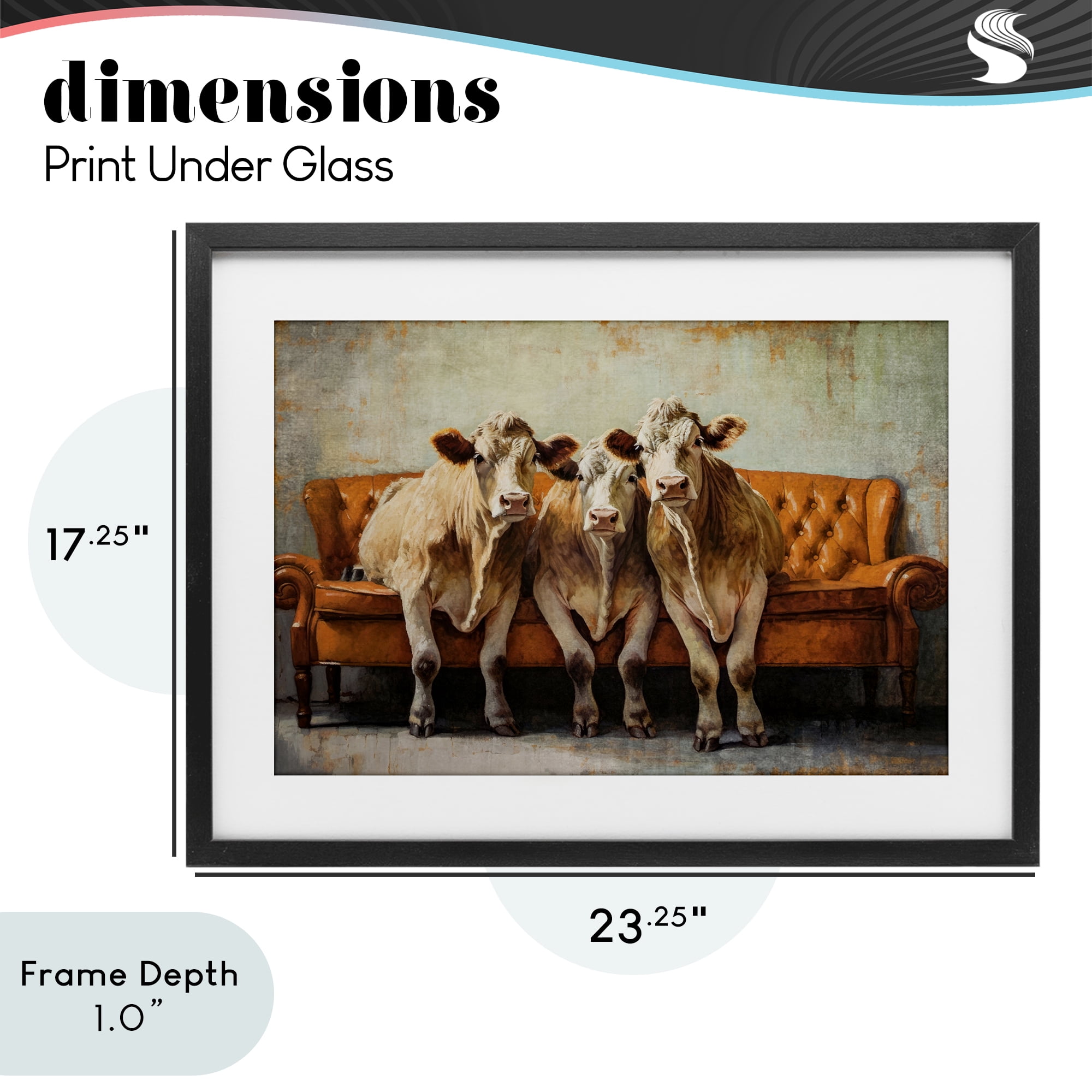 Stupell Industries Cows Just Chillin' Black Framed Print Under Glass, design by Tina LeCour