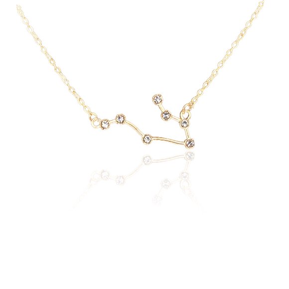 Ins Constellations Theme Friendship Necklace Rhinestone Comfortable Delicate with Display Card Pendant for Lover Festival Gifts Gemini gold