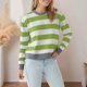 thumbnail image 2 of Sudadera a Rayas para Mujer, Manga Larga, Cuello Redondo, Sencillo, Agradable para la Piel, Jersey Delgado de otoño, Tops para Citas en casa, Trabajo, Verde, XL, 2 of 4
