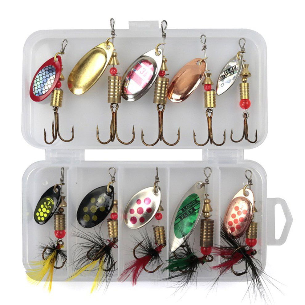 Sequins Crank Bait spinnerbait Fishing Lure free with Box Spoon Spinner 