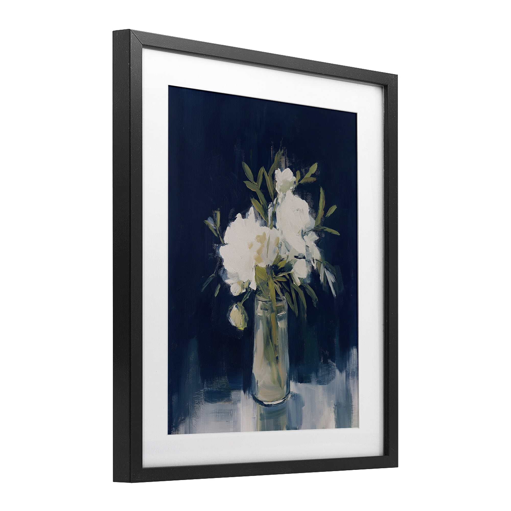 Stupell Industries Peonies On Blue Mirage Black Framed Print Under Glass, design by Svetlana Aleynikova