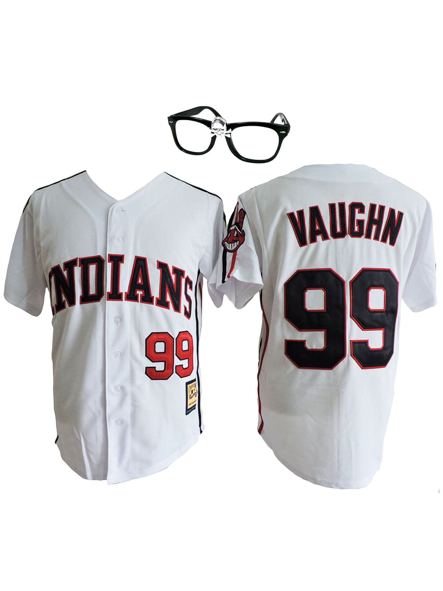 Rick Vaughn Adult Costume Jersey Skull Glasses Wild Thing Major League  Movie #99