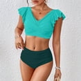 thumbnail image 1 of Women's Swimsuit Two Piece Swimsuit High Waist Ruffled Strap Set plus Size Bathing Suits for Women with Shorts Swim Trunks for Women with Pockets Womens Bathing Suits plus Size Shorts Swim Suites, 1 of 6