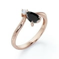thumbnail image 4 of JeenMata Milgrain Border - 1 Carat Pear Cut Lab Grown Black Diamond and Moissanite - V Shaped Double Stone Engagement Ring - 18K Rose Gold Plating over Silver, 4 of 7