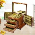 thumbnail image 2 of Wooden Jewelry Box for Women 4 Layer Wood Jewelry Boxes & Organizers with Combo Lock for Jewelries, Necklaces, Rings, Vintage Style Jewelry Storage Box with Drawers and Mirror, 2 of 18