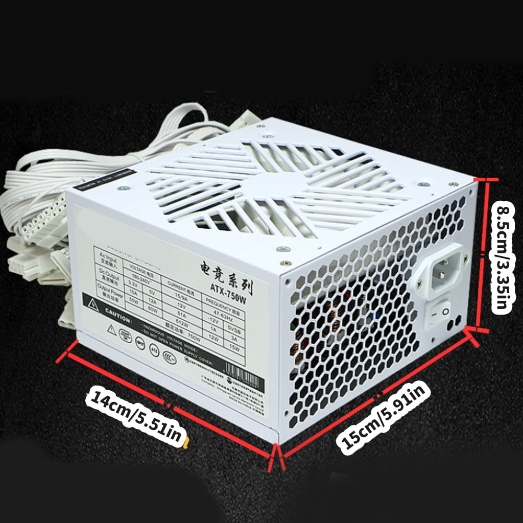 Sinyiin 110-264V 750W Computer Gaming Power Supply with Cooling Fan Video Game Computer Chassis Graphics Card Power Supply