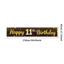 Golden Glittery 11th Birthday Banner, Happy Birthday Decoration with Star Elements, Party Backdrop for 11th Birthday Party Photography Props Party Supplies Decorations