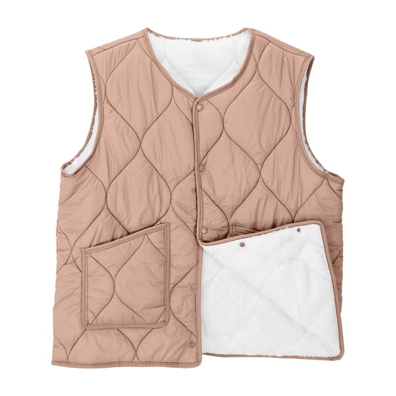 Plebaso Women's Quilted Vest Sleeveless Warm Button Jacket Womens Lightweight Outerwear with Pockets