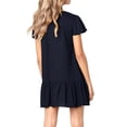 thumbnail image 2 of Womens Cute V Neck Short Sleeve Loose Fit Ruffle Mini Dress, 2 of 3