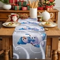 thumbnail image 2 of Winter Cartoon Snowman Table Runner 16x72in Non-Slip Cotton Linen Table Runners, Gray and Blue Dresser Scarves TableRunner for Dinner Kitchen Dining Wedding Party, 2 of 9