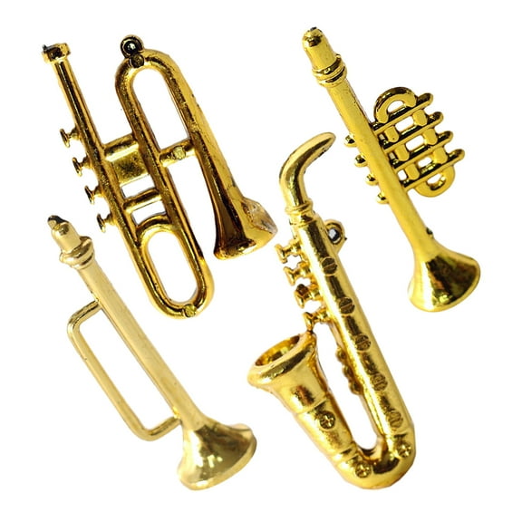 WHAMVOX 4 Pcs Decorations Mini Saxophone Child 4.50X2.00X0.40CM Golden