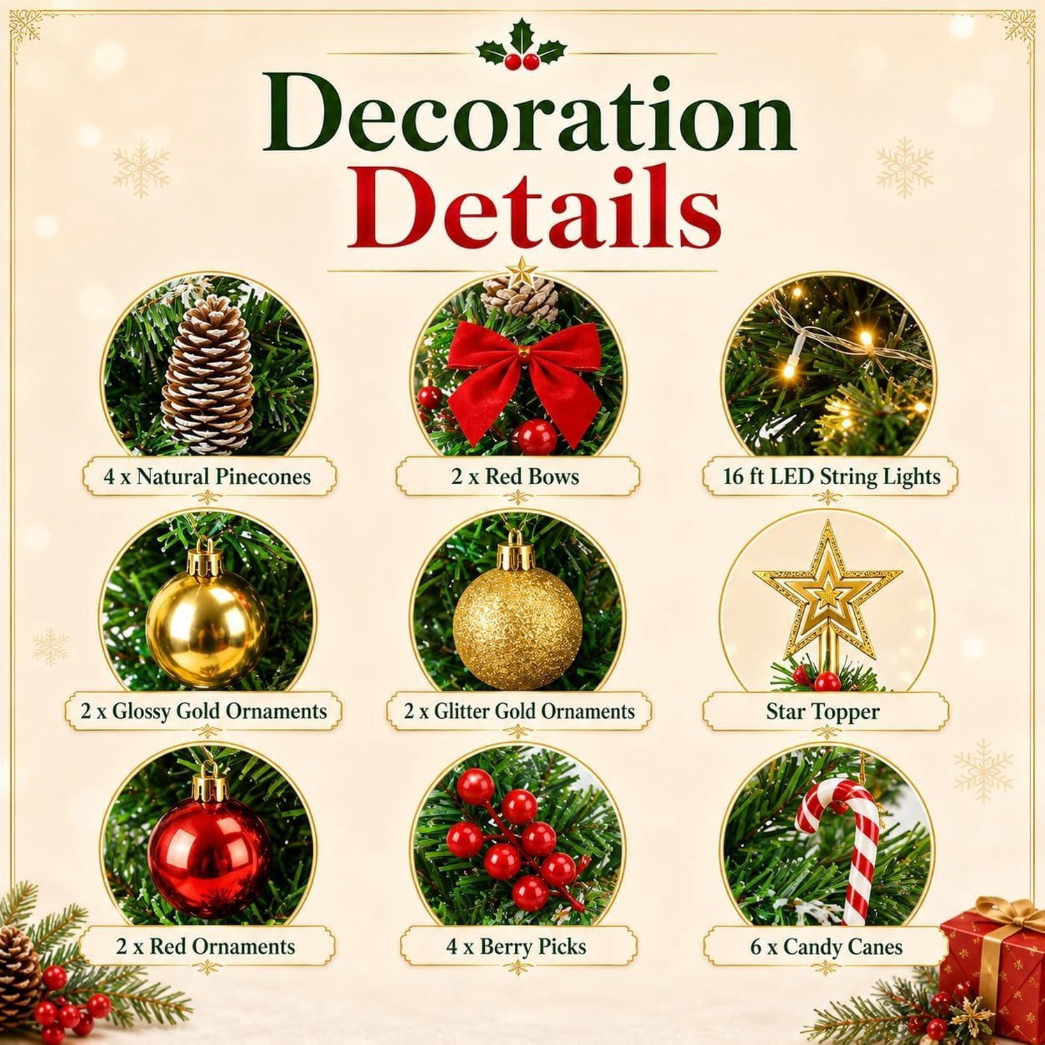 Pre-Lit Mini Christmas Tree with 30 LED Lights, Star Topper, Ornaments and Gift Boxes, 23 in Tabletop Holiday Decoration for Home, Office or Desk