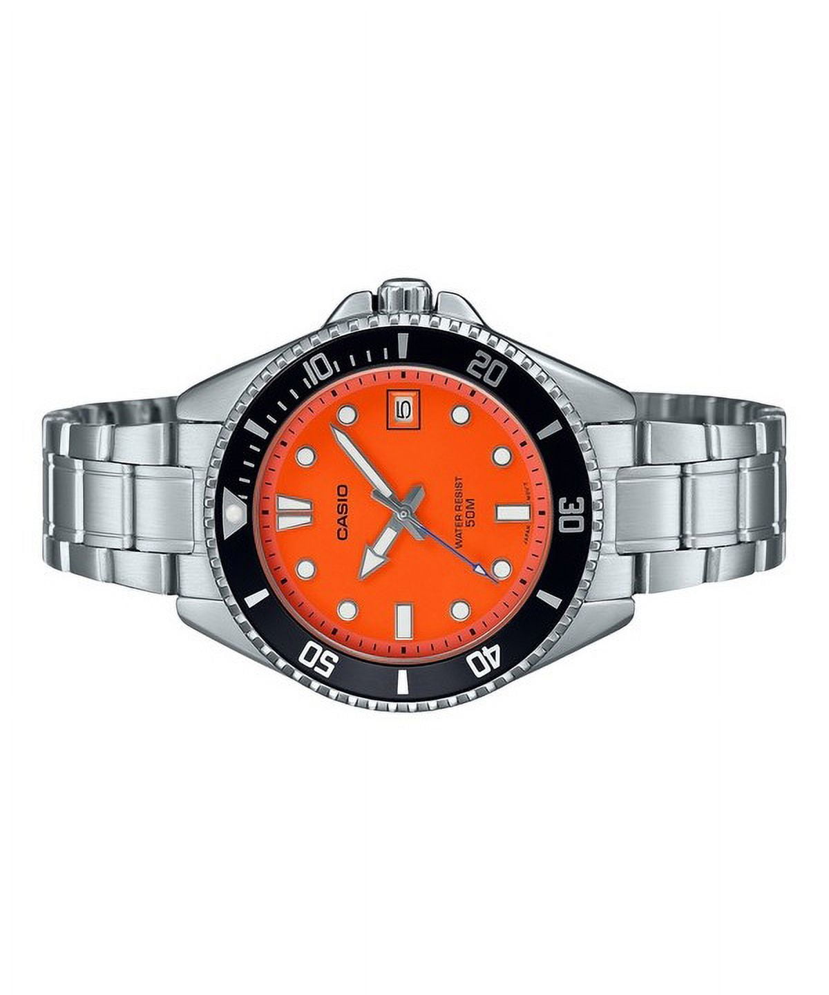 Casio Standard Analog Stainless Steel Orange Dial Quartz MDV-10D