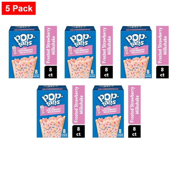 Pop-Tarts Frosted Strawberry Milkshake Toaster Pastries 8 ct - 5 Pack