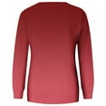 thumbnail image 4 of asdoklhq Christmas Shirts for Women Christmas Gradient Print Loose Casual Long Sleeve Round Neck Hoodless Straight Shoulder Sweatshirt Hoodless Sweatshirt Red 5X, 4 of 5