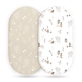 thumbnail image 1 of GRSSDER Stretch Ultra Soft Fitted Bassinet Sheet Set 2 Pack, Universal Fit for Bassinets Baby Cradle Moses Basket Oval Rectangle Mattress Safe and Sn, 1 of 7