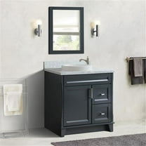 Bellaterra Home 400700-37L-DG-WMRDC 37 in. Single Sink Vanity with Carrara Marble Top, Dark Gray & White - Left Door & Round Center Sink