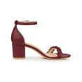 thumbnail image 3 of BLISSFUL STEP Women's Block Heels Ankle Strap Braided Heel Sandals Burgundy (Size 7), 3 of 8