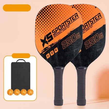 MaiYa Pickleball Paddles Set with Carry Bag, 2 Wooden Paddles & 4 Balls, Larger Sweet Spot & Shock Absorption, Comfort Grip for Beginners/Advanced, Indoor & Outdoor Use (Blue/Orange)
