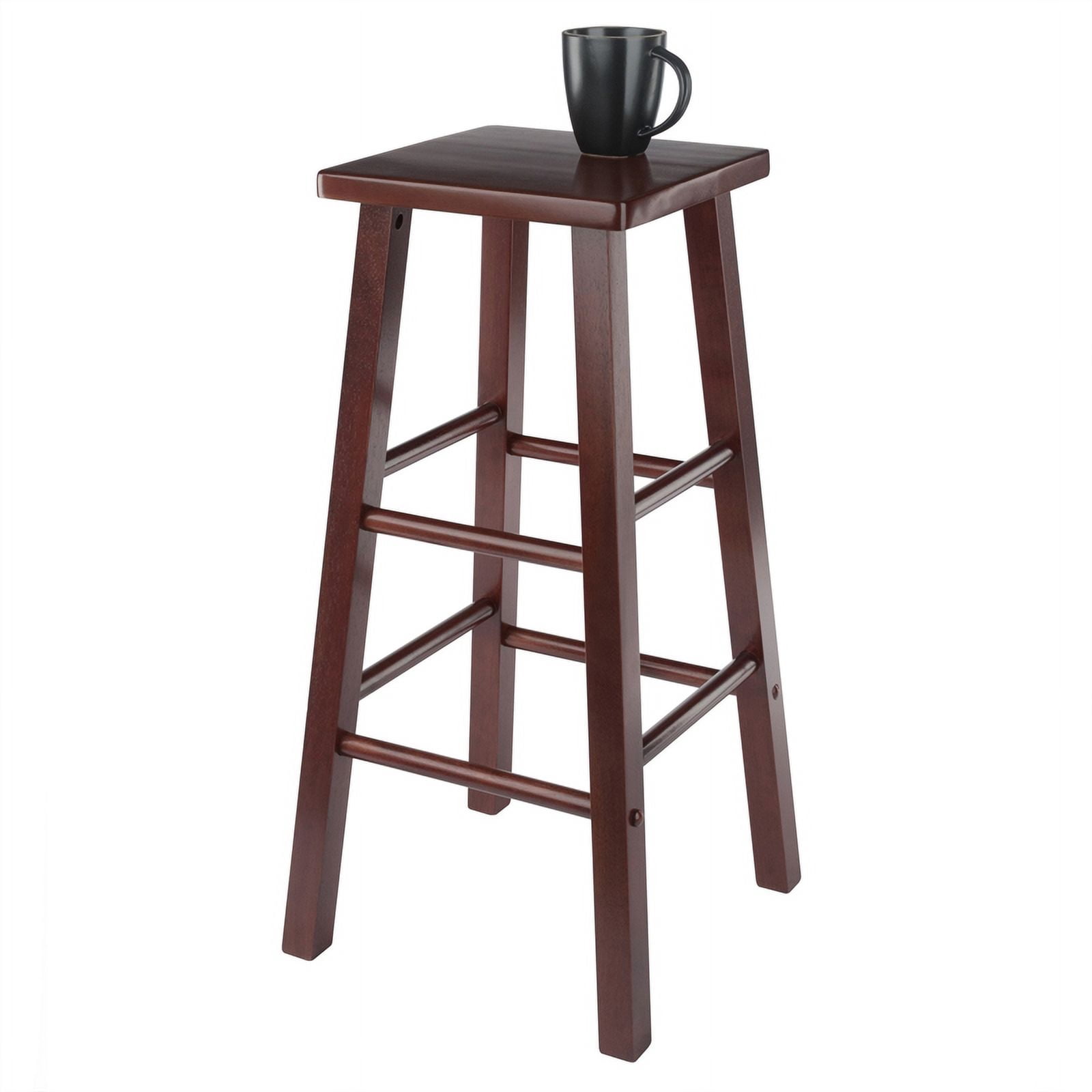 Winsome Carrick Square Seat Bar Stool, Walnut Finish