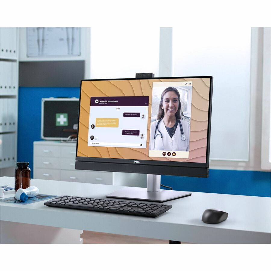 Dell Pro 24 QB24250 All-in-One Computer - Intel Core Ultra 7 265 - 16 GB - 256 GB PCI Express NVMe 4.0 SSD - 23.8" Full HD Touchscreen - Desktop - Silver - Intel Q870 Chip - 1920 x 1080 - Windows 1...