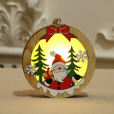 

NEGJ Christmas Tree Pendant Glowing Small Pendant Scene Arrangement Santa Snowman Deer Christmas Decorations