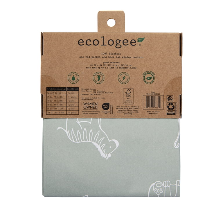 Ecologee Sage Safari Kids Blackout Curtain Panel, 84" photo 3