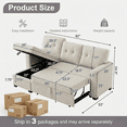 thumbnail image 2 of Howcool 82" Sectional Sofa Bed, L-Shaped Sleeper Pull Out Couch with Storage Chaise & USB Charging Ports, Linen Fabric for Small Apartment Living Room,Beige(Thick Sponge), 2 of 9