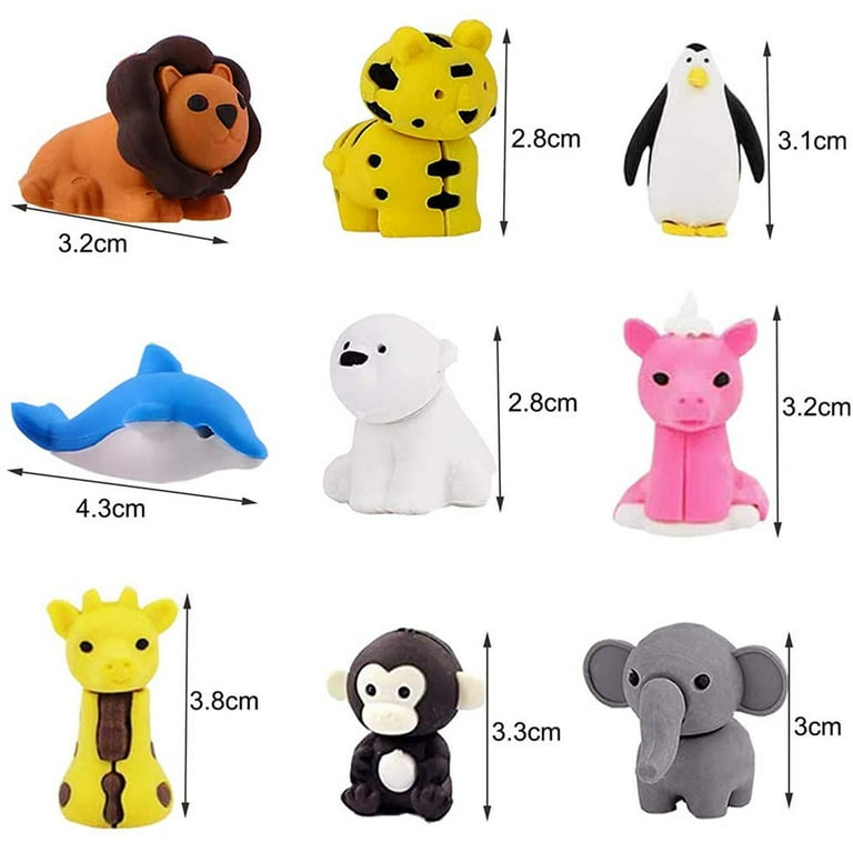 130 Pack Animal Erasers for Kids, KIZCITY Puzzle Mini Erasers Bulk, Desk  Pets for Classroom, Gifts for Students