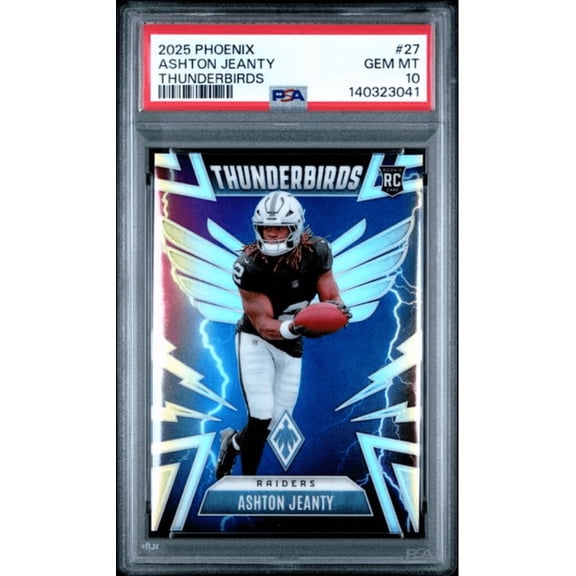 Graded 2025 Panini Phoenix Ashton Jeanty #27 Thunderbirds Rookie RC Football Card PSA 10 Gem Mint