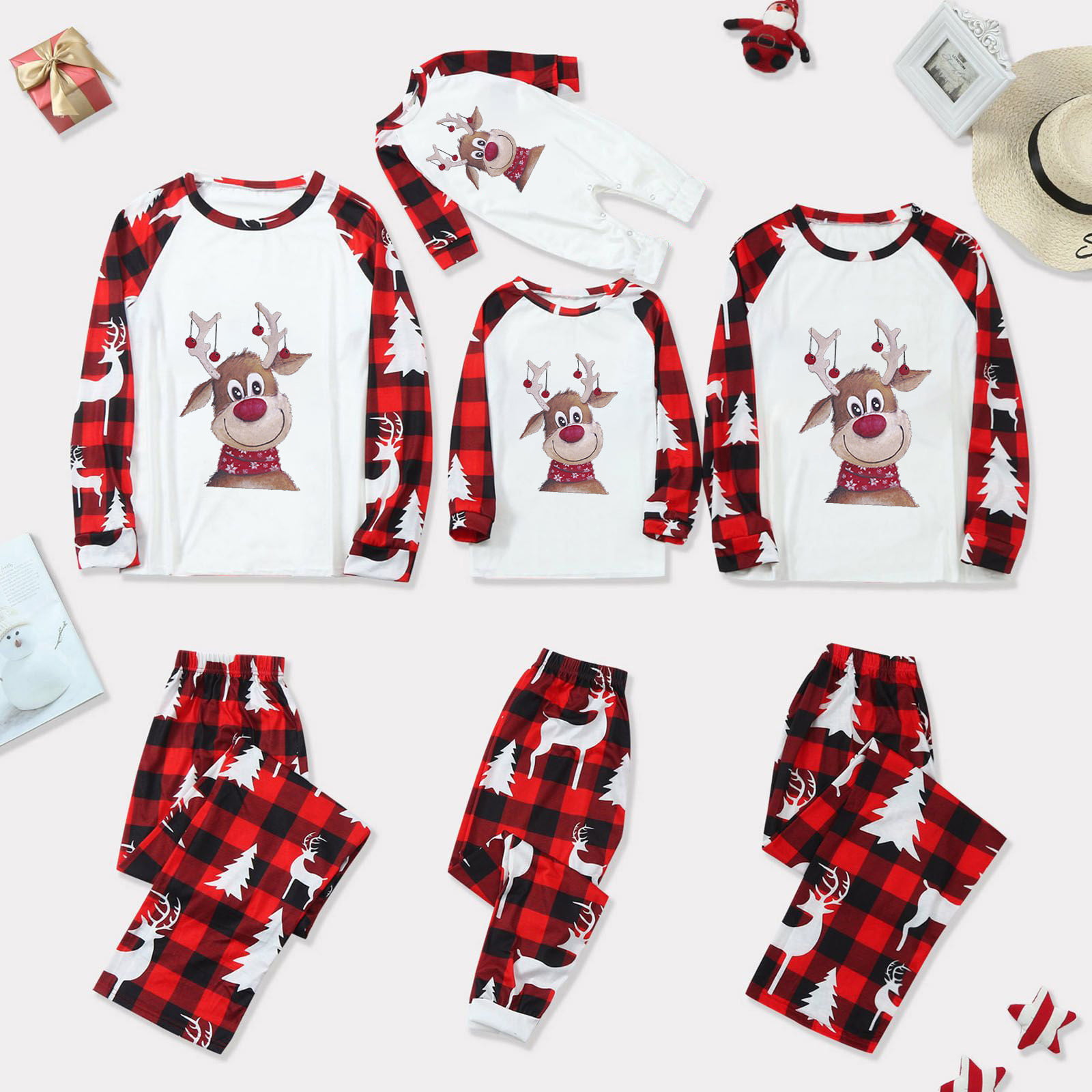  Matching Family Pajamas Sets Christmas PJs Red