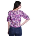 thumbnail image 3 of Moomaya Printed Cotton Top For Womens V-neck Crop Top Elbow Sleeve Summer Blouse T-shirt, 3 of 7