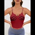 thumbnail image 4 of Camisola Corta Sin Mangas con Estampado de Calavera de Halloween para Mujer Rojo M, 4 of 8