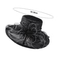 thumbnail image 5 of Sun Hat with Wide Brim Organza Flower Feather Decoration UV Protection Translucent Material Women Hat Headdress, 5 of 8