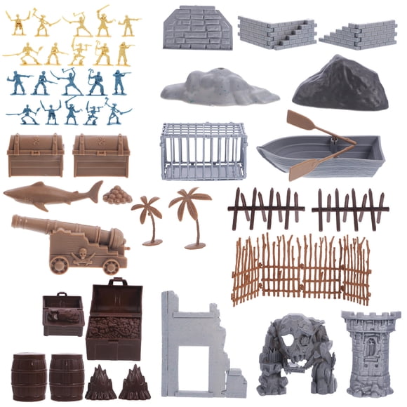 TABLZONE Miniature Pirate Models 1Set 71Pieces Pirate Soldier Statues Toys For Kids Playtime Education Decor
